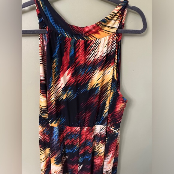 JPR Maxi Dress Sleeveless Abstract Boho Plus Size 2X Rainbow Multicolor Hipster - Picture 6 of 8